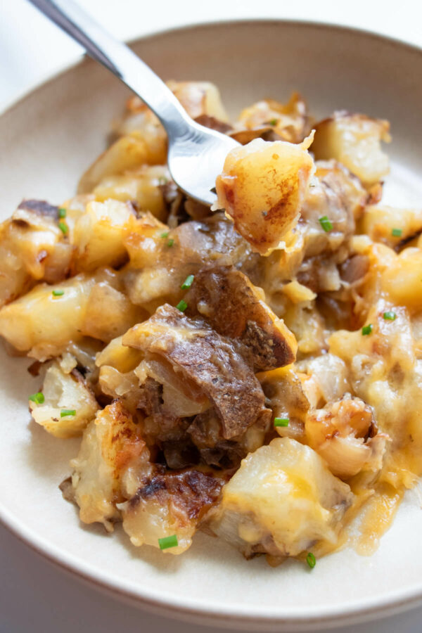 Quick and Easy Cheesy Leftover Baked Potato Hash Browns Recipe - The