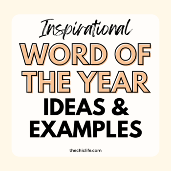 Text graphic says: Inspirational Word of the Year Ideas & Examples over a neutral background.