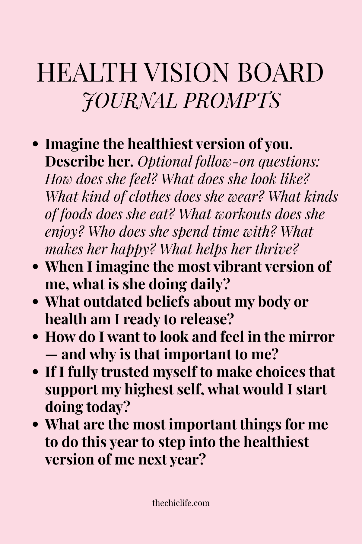 Health vision board journal prompts