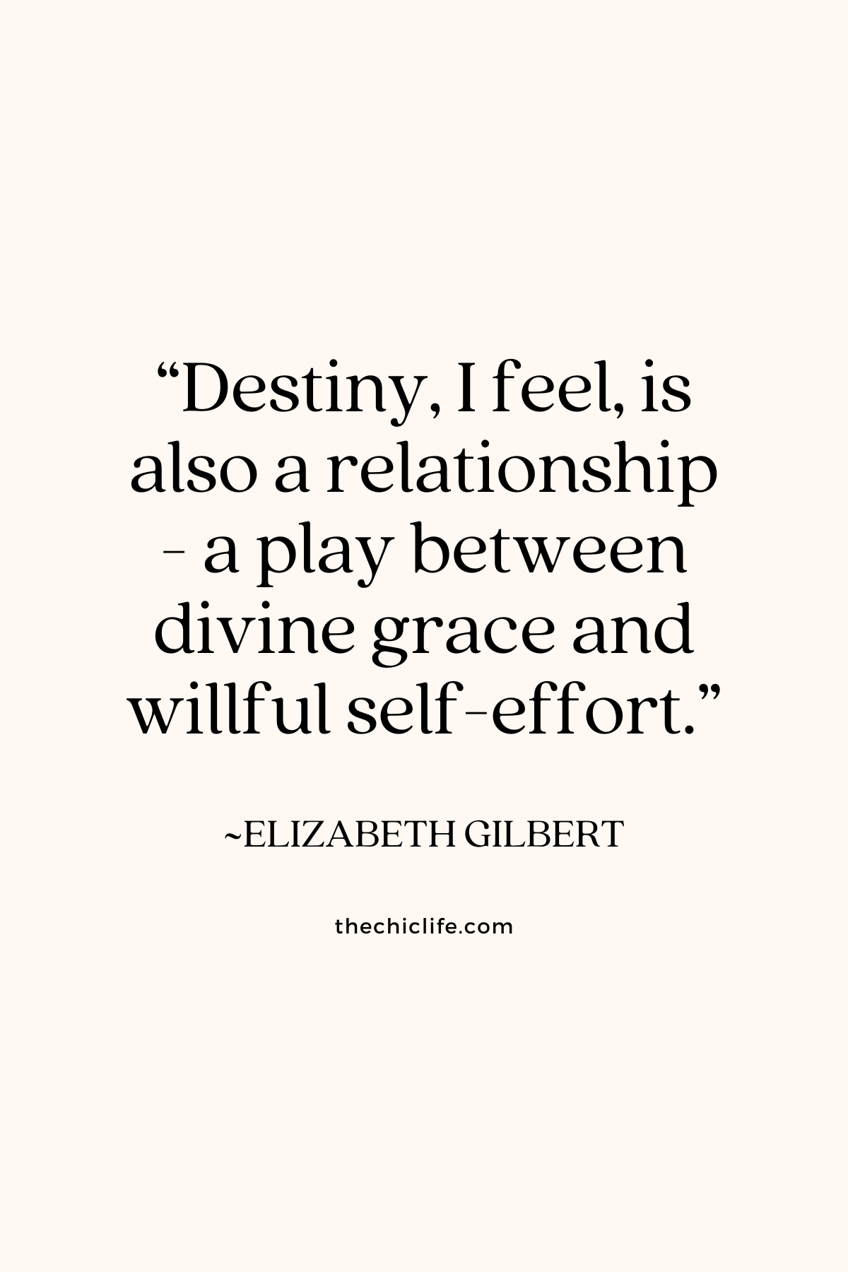 Text graphic shows a quote by Elizabeth Gilbert over a solid background