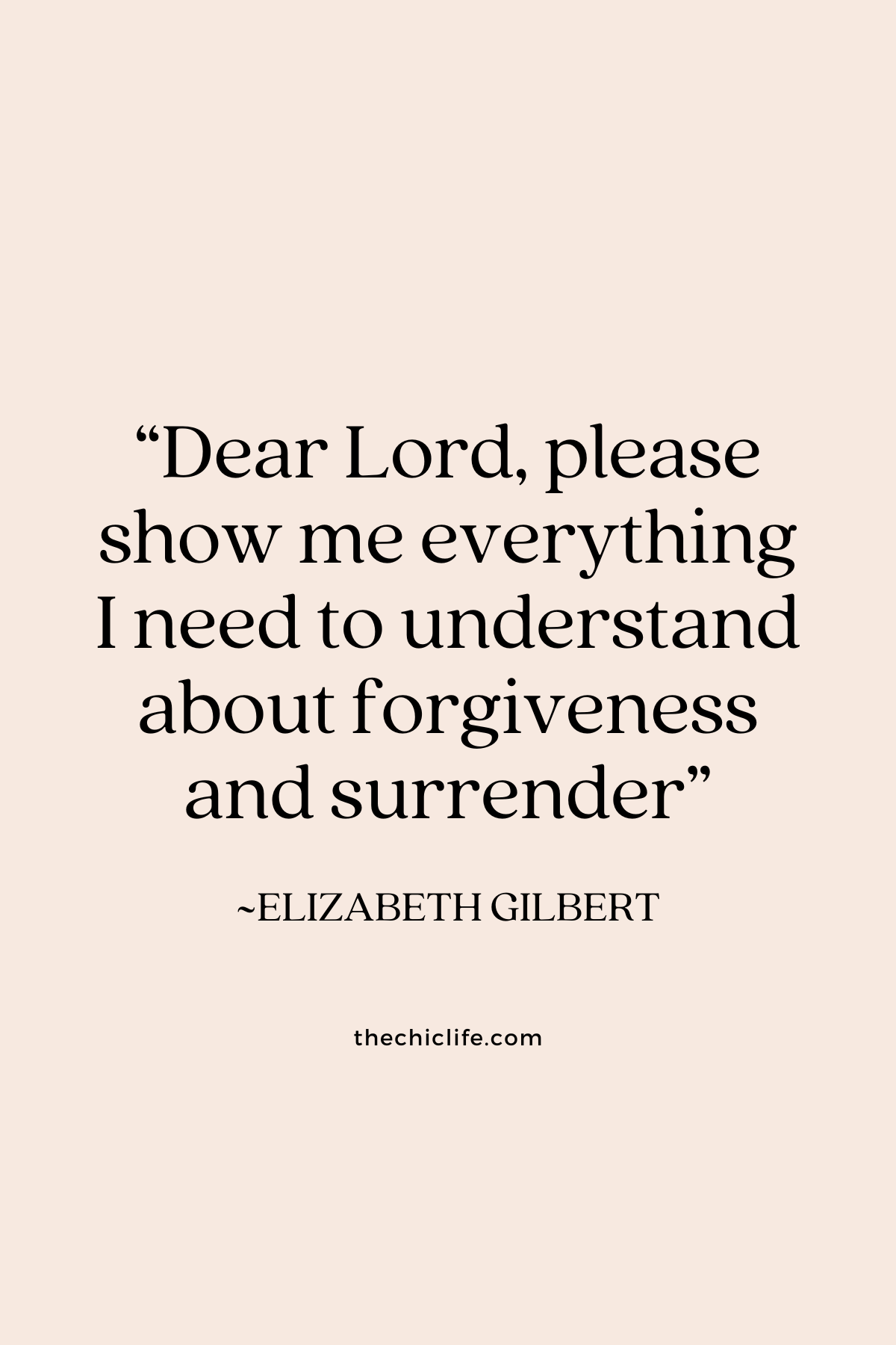 Text graphic shows a quote by Elizabeth Gilbert over a solid background