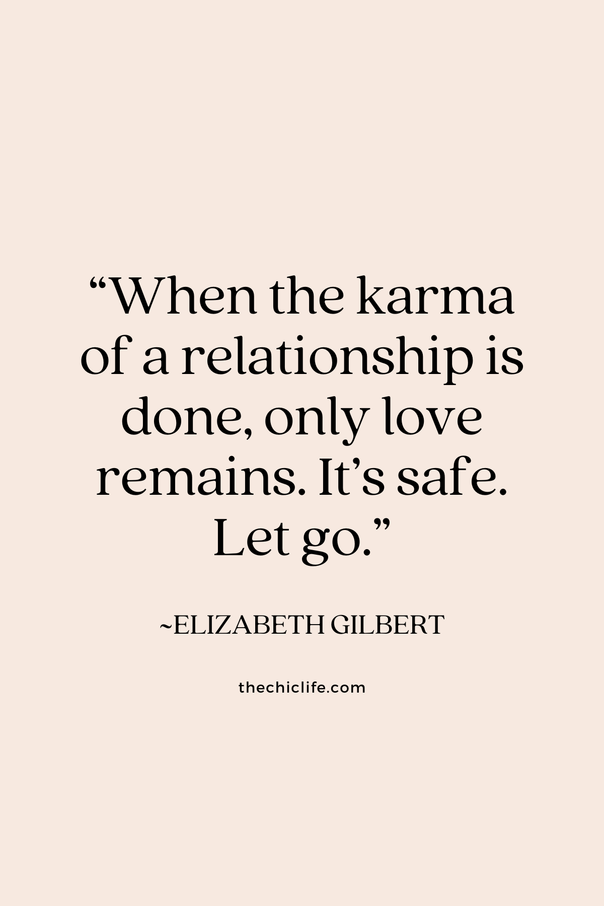 Text graphic shows a quote by Elizabeth Gilbert over a solid background