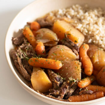 French onion pot roast over rice
